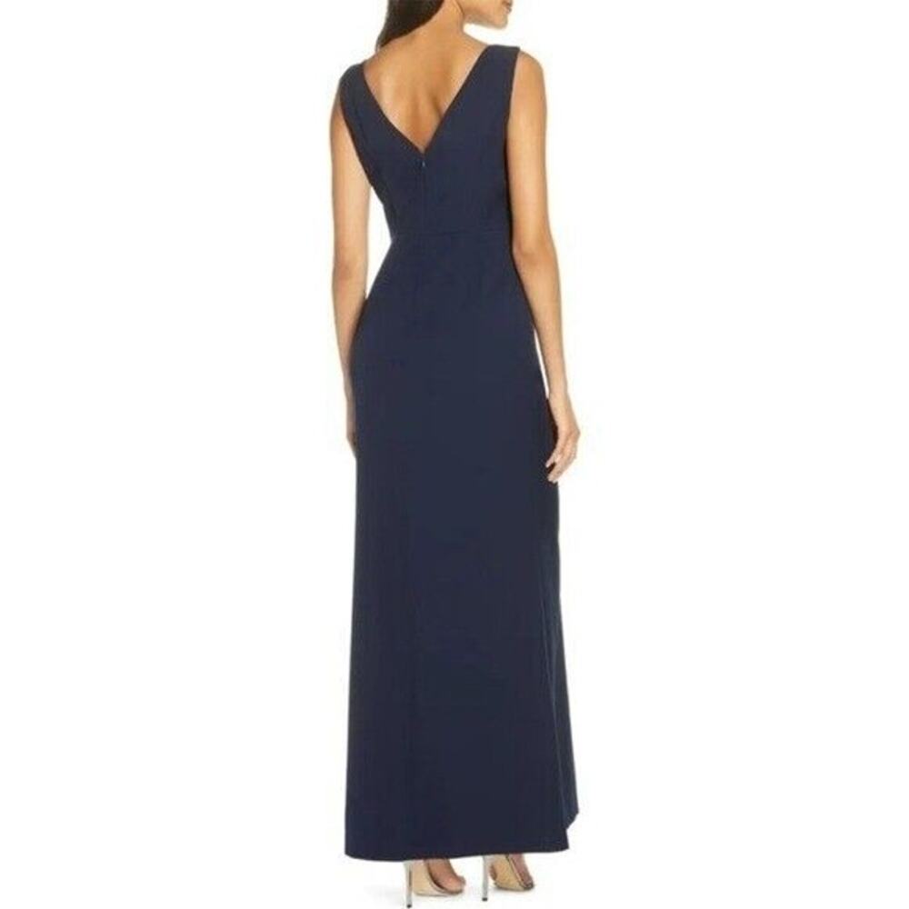 Eliza J Ruffle Front Formal Dress Pleating Waist Sleeveless Blue Size 8 NWT - Picture 5 of 12